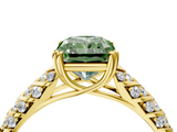 Yellow gold Fancy Green Radiant  Solitaire Chevron Pave Diamond Engagement Ring with Six-Prong Setting_7