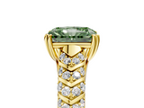 Yellow gold Fancy Green Radiant  Solitaire Chevron Pave Diamond Engagement Ring with Six-Prong Setting_8