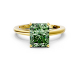 Yellow gold Fancy Green Radiant  Solitaire Diamond Engagement Ring with Four-Prong Setting on a Classic Band_4