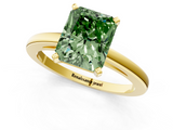 Yellow gold Fancy Green Radiant  Solitaire Diamond Engagement Ring with Four-Prong Setting on a Classic Band_5