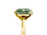 Yellow gold Fancy Green Radiant  Solitaire Diamond Engagement Ring with Four-Prong Setting on a Classic Band_9