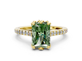 Yellow gold Fancy Green Radiant  Solitaire Diamond Engagement Ring with Pave Band and Six-Prong Setting_20