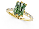 Yellow gold Fancy Green Radiant  Solitaire Diamond Engagement Ring with Pave Band and Six-Prong Setting_21