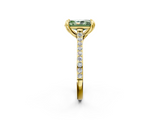 Yellow gold Fancy Green Radiant  Solitaire Diamond Engagement Ring with Pave Band and Six-Prong Setting_22