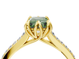 Yellow gold Fancy Green Radiant  Solitaire Diamond Engagement Ring with Pave Band and Six-Prong Setting_24