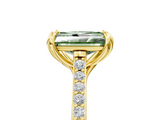 Yellow gold Fancy Green Radiant  Solitaire Diamond Engagement Ring with Pave Band and Six-Prong Setting_25