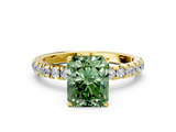 Yellow gold Fancy Green Radiant  Solitaire Diamond Pavé Band with Four-Prong Setting_28