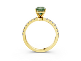 Yellow gold Fancy Green Radiant  Solitaire Diamond Pavé Band with Four-Prong Setting_31