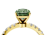 Yellow gold Fancy Green Radiant  Solitaire Diamond Pavé Band with Four-Prong Setting_32