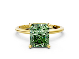 Yellow gold Fancy Green Radiant  Solitaire Diamond Ring with 4-Prong Setting on a Classic Band_3