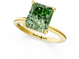 Yellow gold Fancy Green Radiant  Solitaire Diamond Ring with 4-Prong Setting on a Classic Band_4