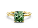 Yellow gold Fancy Green Radiant  Solitaire Diamond Ring with Bamboo Band and Four-Prong Setting_40