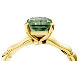 Yellow gold Fancy Green Radiant  Solitaire Diamond Ring with Bamboo Band and Four-Prong Setting_44