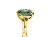 Yellow gold Fancy Green Radiant  Solitaire Diamond Ring with Bamboo Band and Four-Prong Setting_45