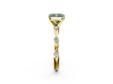 Yellow gold Fancy Green Radiant  Solitaire Diamond Ring with Bezel Set Side Stones and Prong Setting_5