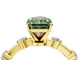 Yellow gold Fancy Green Radiant  Solitaire Diamond Ring with Bezel Set Side Stones and Prong Setting_7