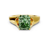 Yellow gold Fancy Green Radiant  Solitaire Diamond Ring with Cathedral Band and Four-Prong Setting_66