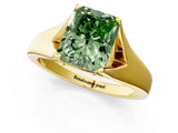 Yellow gold Fancy Green Radiant  Solitaire Diamond Ring with Cathedral Band and Four-Prong Setting_67