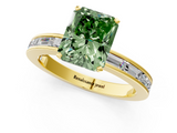 Yellow gold Fancy Green Radiant  Solitaire Diamond Ring with Channel-Set Baguette Band and Four-Prong Setting_116
