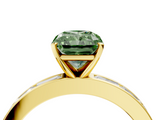 Yellow gold Fancy Green Radiant  Solitaire Diamond Ring with Channel-Set Baguette Band and Four-Prong Setting_119
