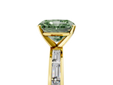 Yellow gold Fancy Green Radiant  Solitaire Diamond Ring with Channel-Set Baguette Band and Four-Prong Setting_120
