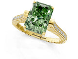 Yellow gold Fancy Green Radiant  Solitaire Diamond Ring with Channel Set Band and Bezel Prong Setting_57