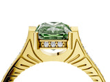 Yellow gold Fancy Green Radiant  Solitaire Diamond Ring with Channel Set Band and Bezel Prong Setting_60