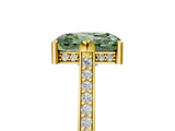 Yellow gold Fancy Green Radiant  Solitaire Diamond Ring with Channel Set Band and Bezel Prong Setting_61