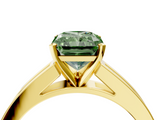 Yellow gold Fancy Green Radiant  Solitaire Diamond Ring with Channel-Set Band and Four-Prong Setting_7