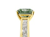 Yellow gold Fancy Green Radiant  Solitaire Diamond Ring with Channel-Set Band and Four-Prong Setting_8