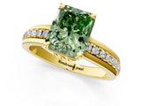 Yellow gold Fancy Green Radiant  Solitaire Diamond Ring with Channel Set Band and Six-Prong Setting_49