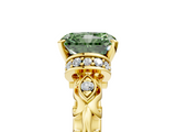 Yellow gold Fancy Green Radiant  Solitaire Diamond Ring with Filigree Band and Four-Prong Setting_49