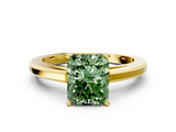 Yellow gold Fancy Green Radiant  Solitaire Diamond Ring with Four-Prong Setting and Classic Band_3