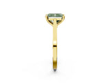 Yellow gold Fancy Green Radiant  Solitaire Diamond Ring with Four-Prong Setting and Tapered Band 3