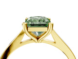 Yellow gold Fancy Green Radiant  Solitaire Diamond Ring with Four-Prong Setting and Tapered Band 5