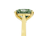 Yellow gold Fancy Green Radiant  Solitaire Diamond Ring with Four-Prong Setting and Tapered Band