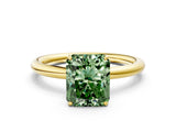 Yellow gold Fancy Green Radiant  Solitaire Diamond Ring with Four-Prong Setting on a Plain Band_20