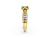 Yellow gold Fancy Green Radiant  Solitaire Diamond Ring with Milgrain Pavé Band and Four-Prong Setting_34