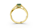 Yellow gold Fancy Green Radiant  Solitaire Diamond Ring with Milgrain Pavé Band and Four-Prong Setting_35