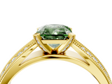 Yellow gold Fancy Green Radiant  Solitaire Diamond Ring with Milgrain Pavé Band and Four-Prong Setting_36