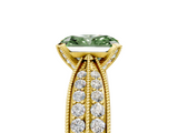 Yellow gold Fancy Green Radiant  Solitaire Diamond Ring with Milgrain Pavé Band and Four-Prong Setting_37