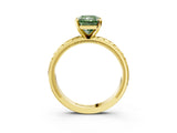 Yellow gold Fancy Green Radiant  Solitaire Diamond Ring with Milgrain and Black Enamel X Pattern Band_198