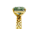 Yellow gold Fancy Green Radiant  Solitaire Diamond Ring with Milgrain and Black Enamel X Pattern Band_200