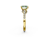 Yellow gold Fancy Green Radiant  Solitaire Diamond Ring with Pavé Band and Four-Prong Setting_78
