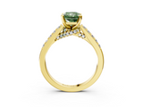 Yellow gold Fancy Green Radiant  Solitaire Diamond Ring with Pavé Band and Four-Prong Setting_79