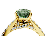 Yellow gold Fancy Green Radiant  Solitaire Diamond Ring with Pavé Band and Four-Prong Setting_80