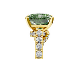 Yellow gold Fancy Green Radiant  Solitaire Diamond Ring with Pavé Band and Four-Prong Setting_81