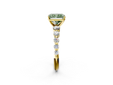 Yellow gold Fancy Green Radiant  Solitaire Diamond Ring with Pave Band and Four-Prong Setting_210