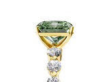 Yellow gold Fancy Green Radiant  Solitaire Diamond Ring with Pave Band and Four-Prong Setting_213