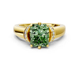 Yellow gold Fancy Green Radiant  Solitaire Diamond Ring with Pave Band and Six-Prong Setting_32